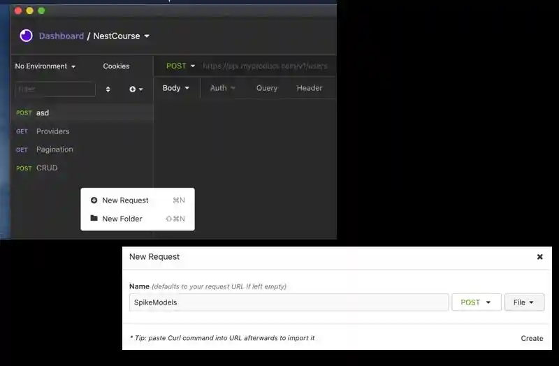 ejemplo crear request