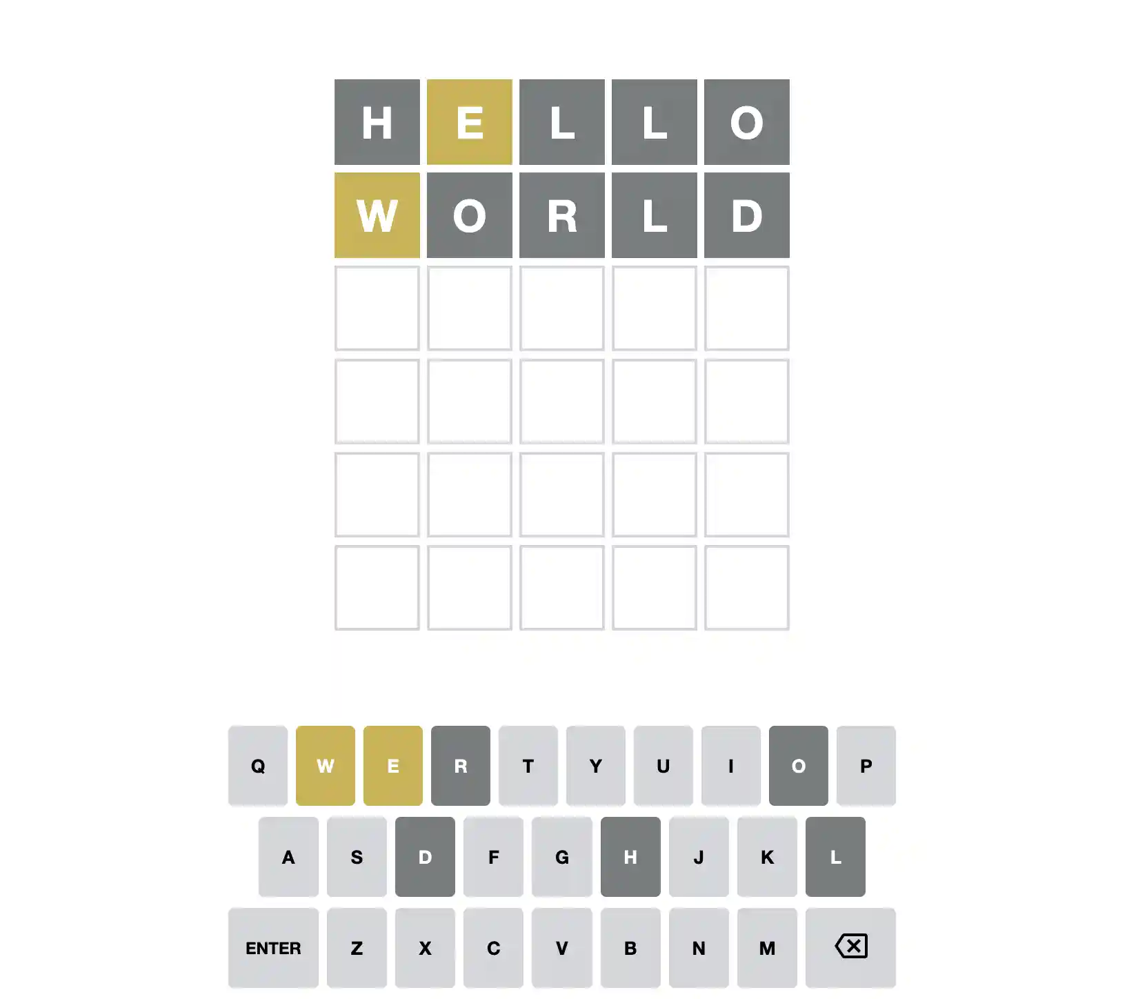 Screenshot of the Wordle game, showing a keyboard below the game board