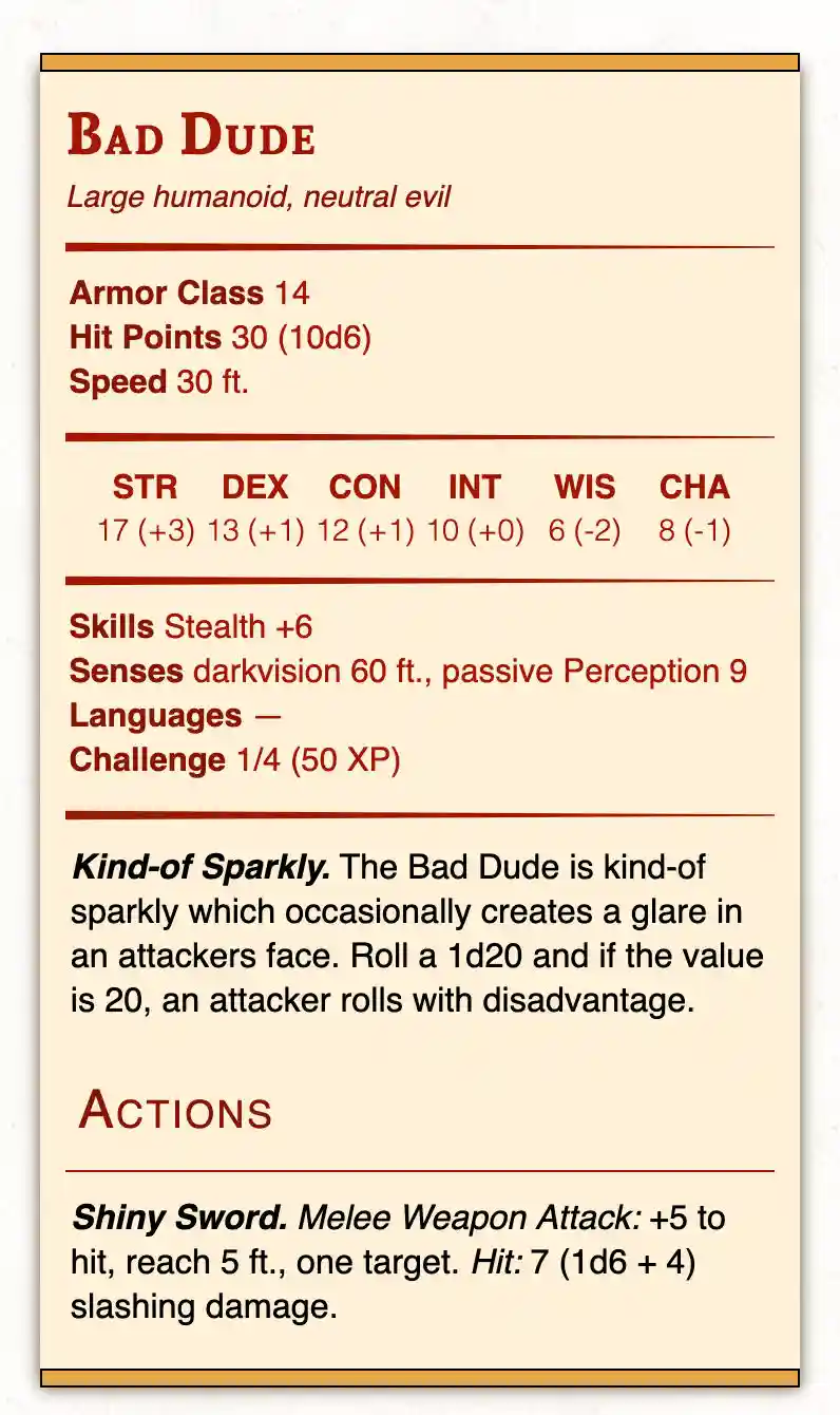 Monster Stat Block