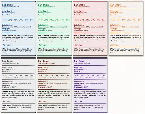 Monster Stat Block Colors