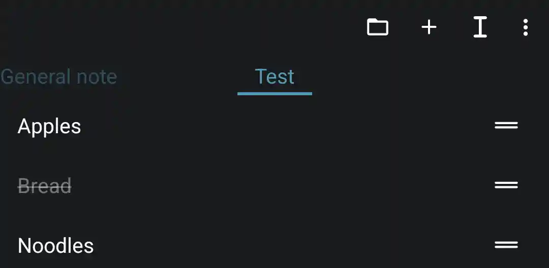 An image of a checklist where the drag icons are all shown by default.