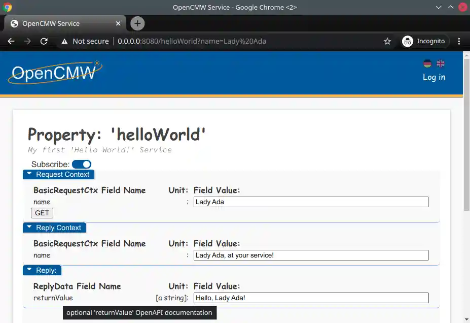 web/REST interface example