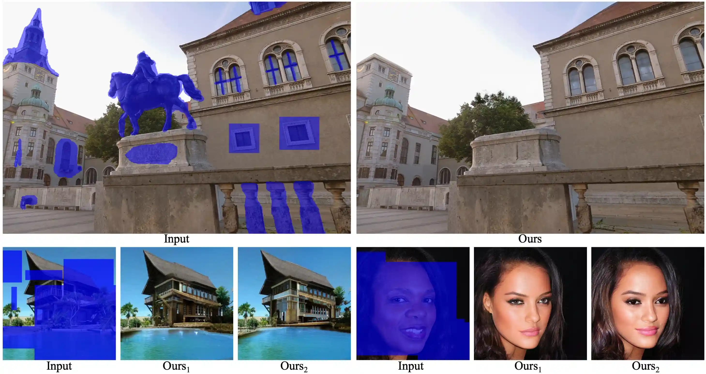 large hole inpainting with pluralistic generation