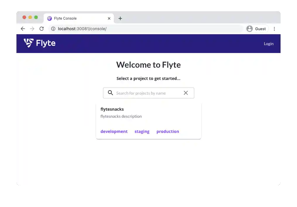 Flyte console Example