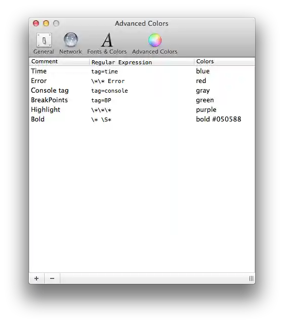 Advanced Colors Preferences