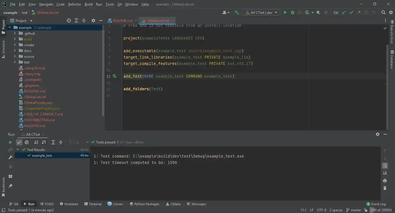 Testing the project in CLion
