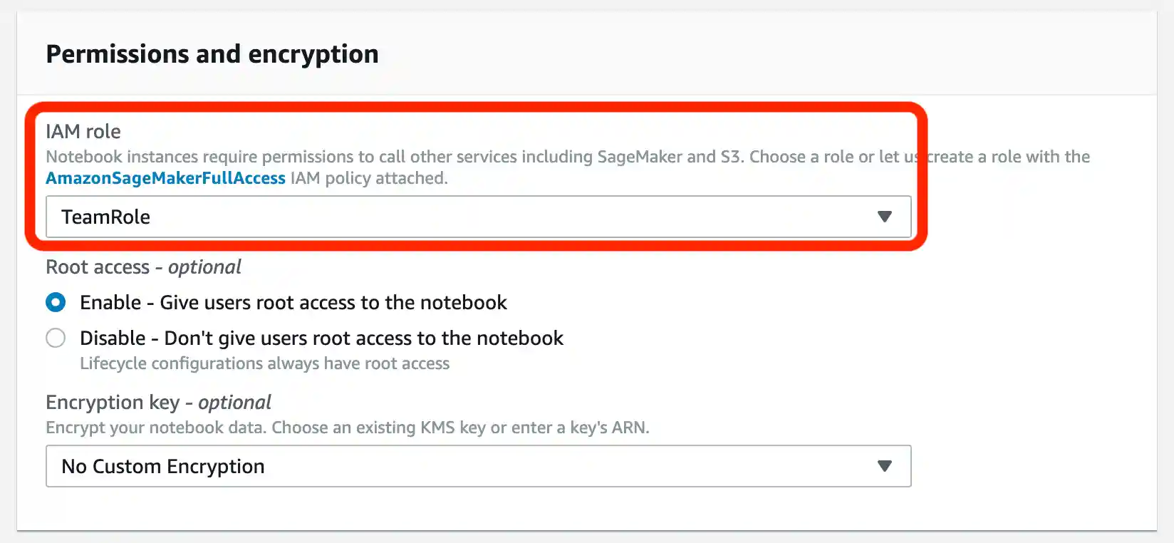 Fill notebook instance