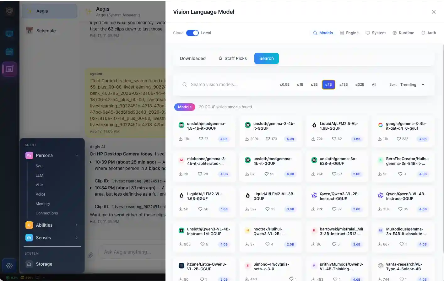 SharpAI Aegis — Browse and download vision language models from HuggingFace