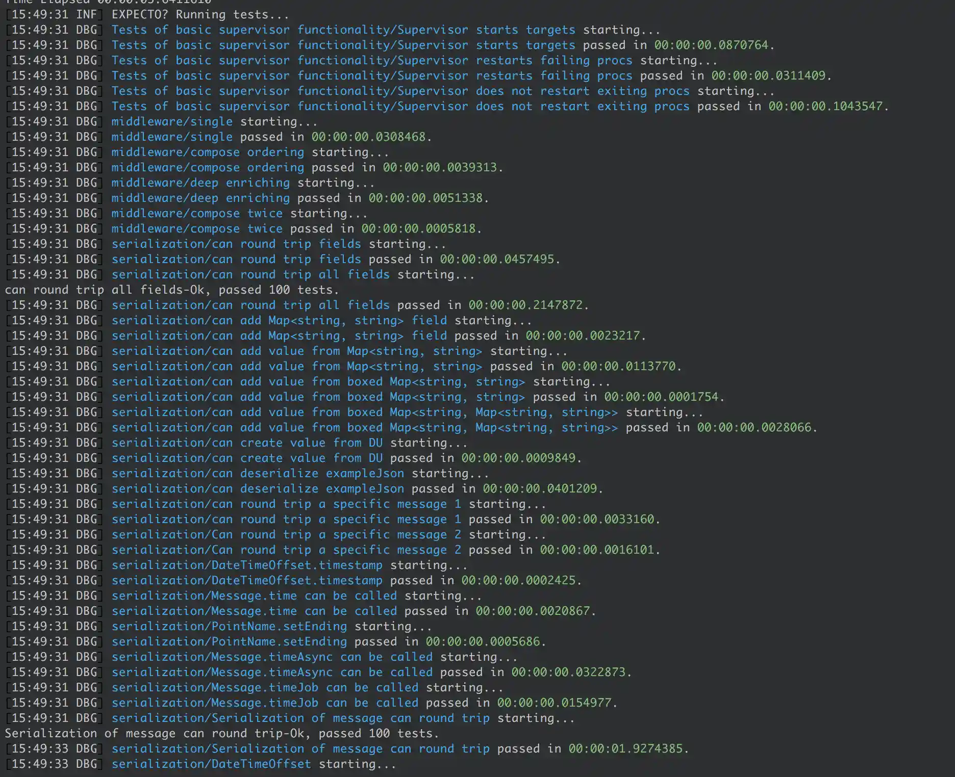 Sample output from Logary