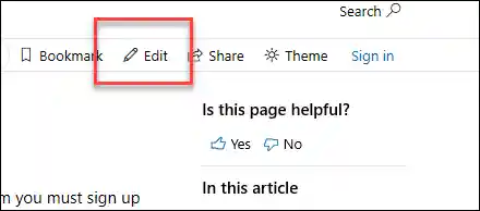 Edit button on docs.microsoft.com