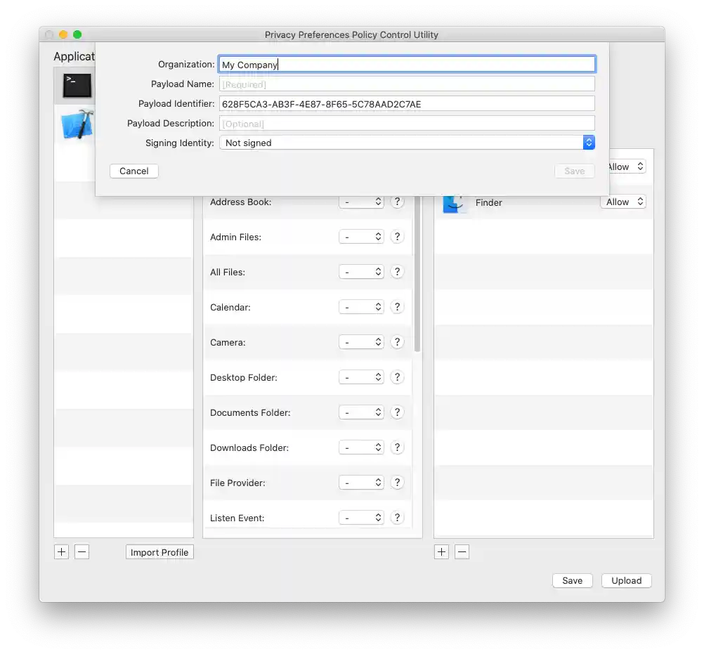 Click Save button to save a profile