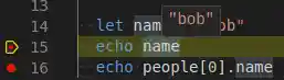 mousing over a variable in the debugger and seeing the value contained in the variable