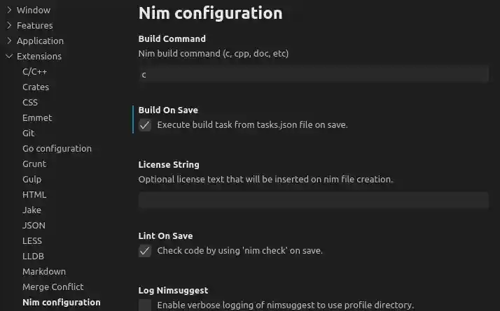 setting build on save in vscode-nim