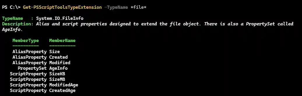 Get-PSScriptToolsTypeExtension