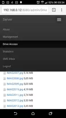 HTTP back-office menu