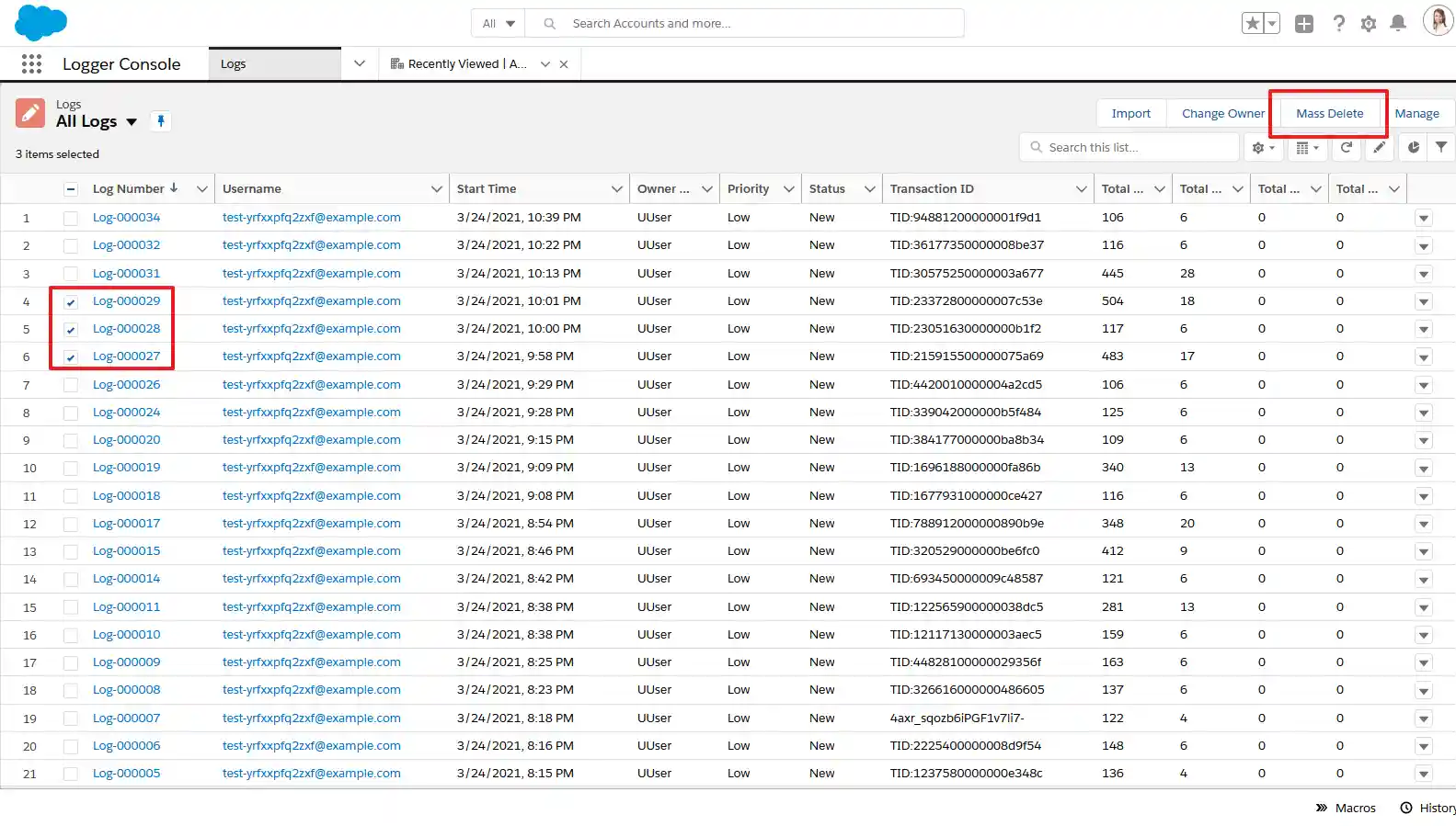 Mass Delete Selection