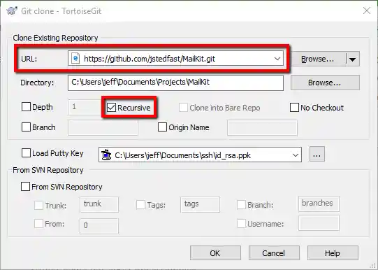 Download the source code using TortoiseGit