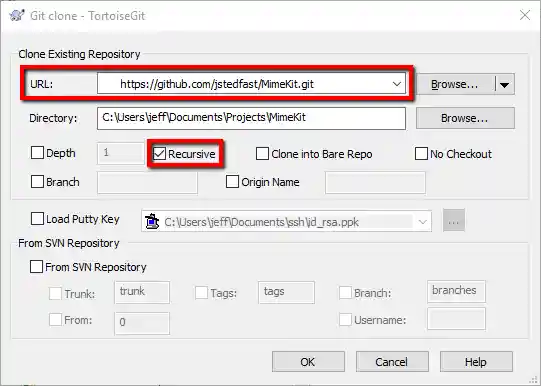 Download the source code using TortoiseGit