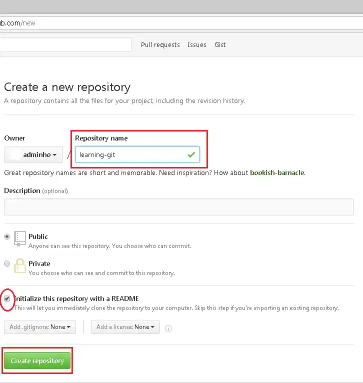 ตั้งชื่อ repository