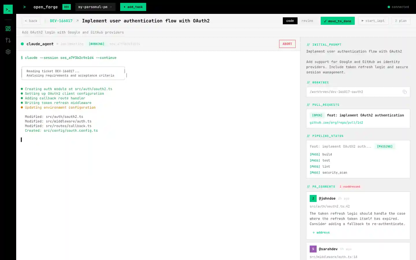 Open Forge — Task View