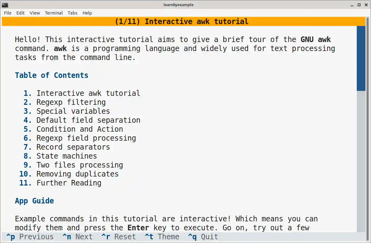 Sample screenshot for Awk Tutorial