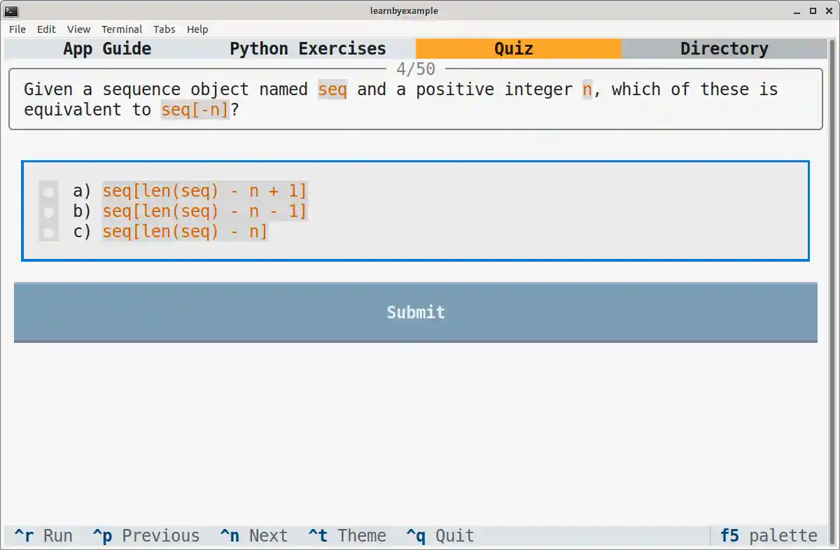 Sample Python Quiz