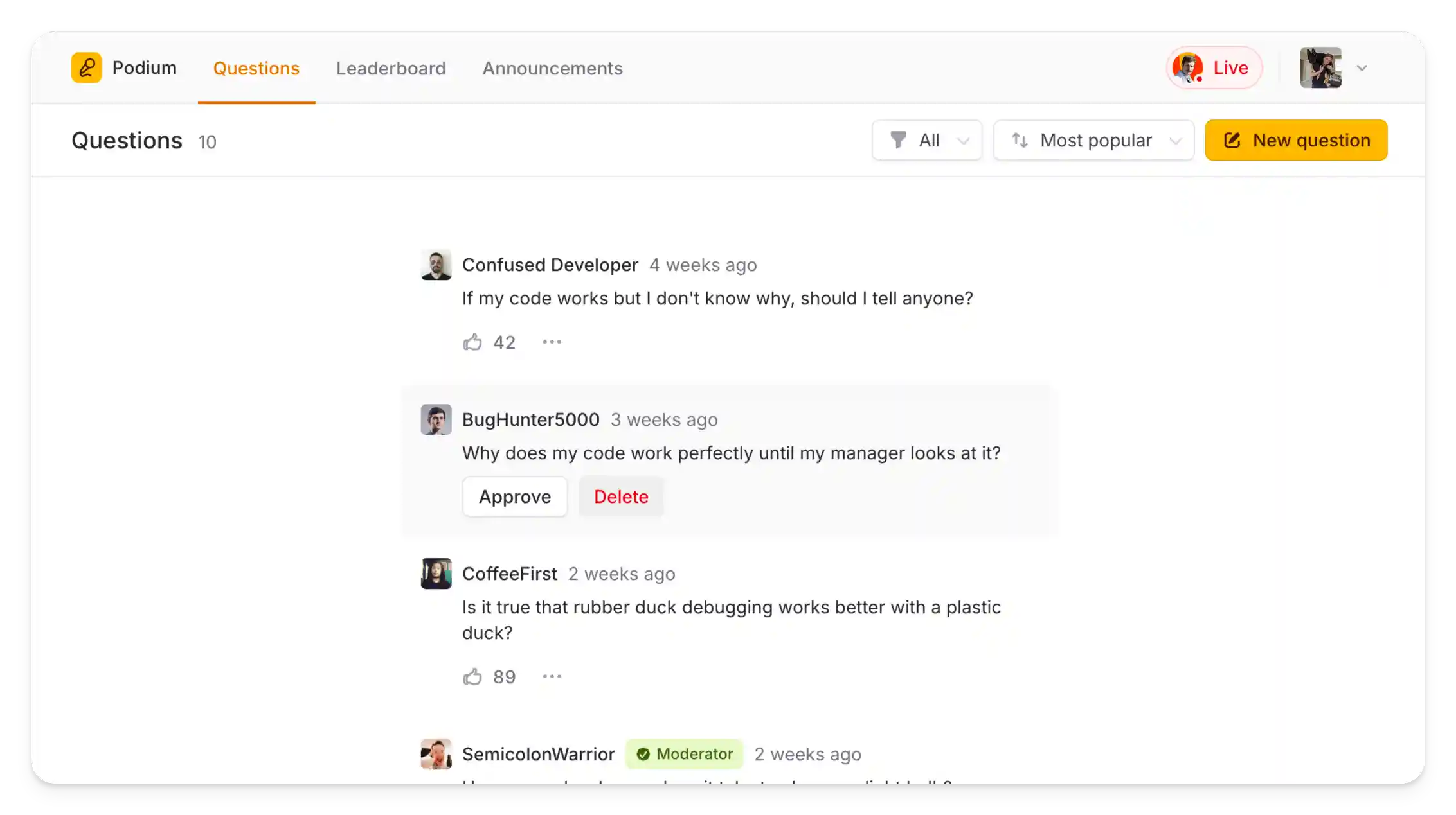 A screenshot of the app