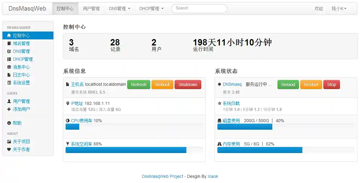 DnsMasqWeb Dashboard