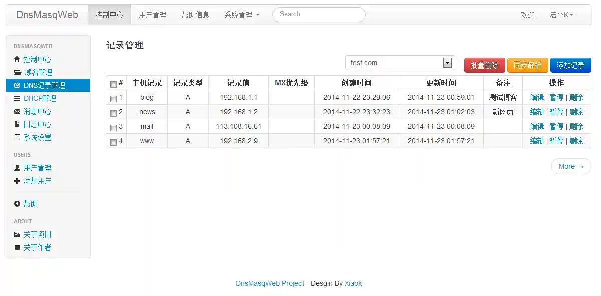 DnsMasqWeb Record