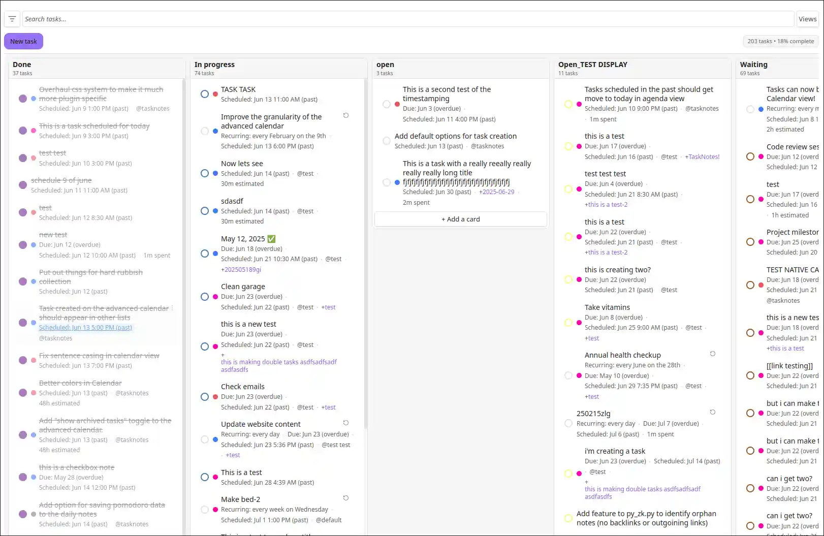 Kanban board view