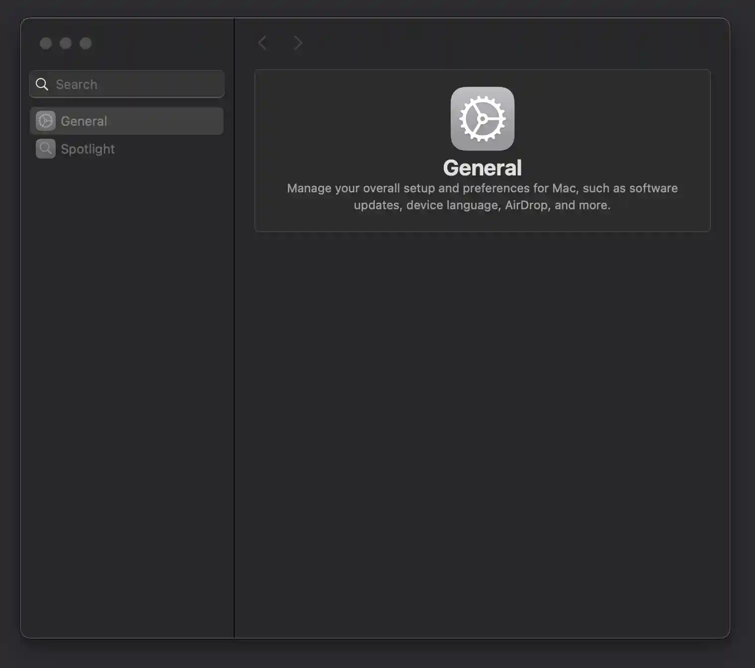 System Settings screenshot