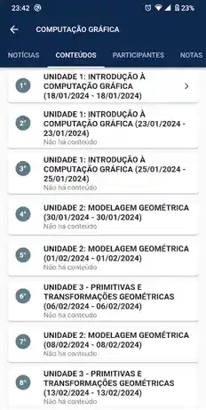 Conteúdos da Turma