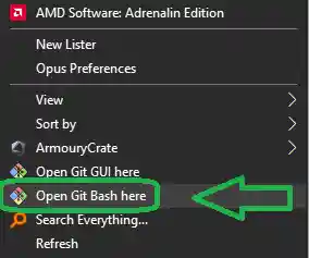 open Git Bash