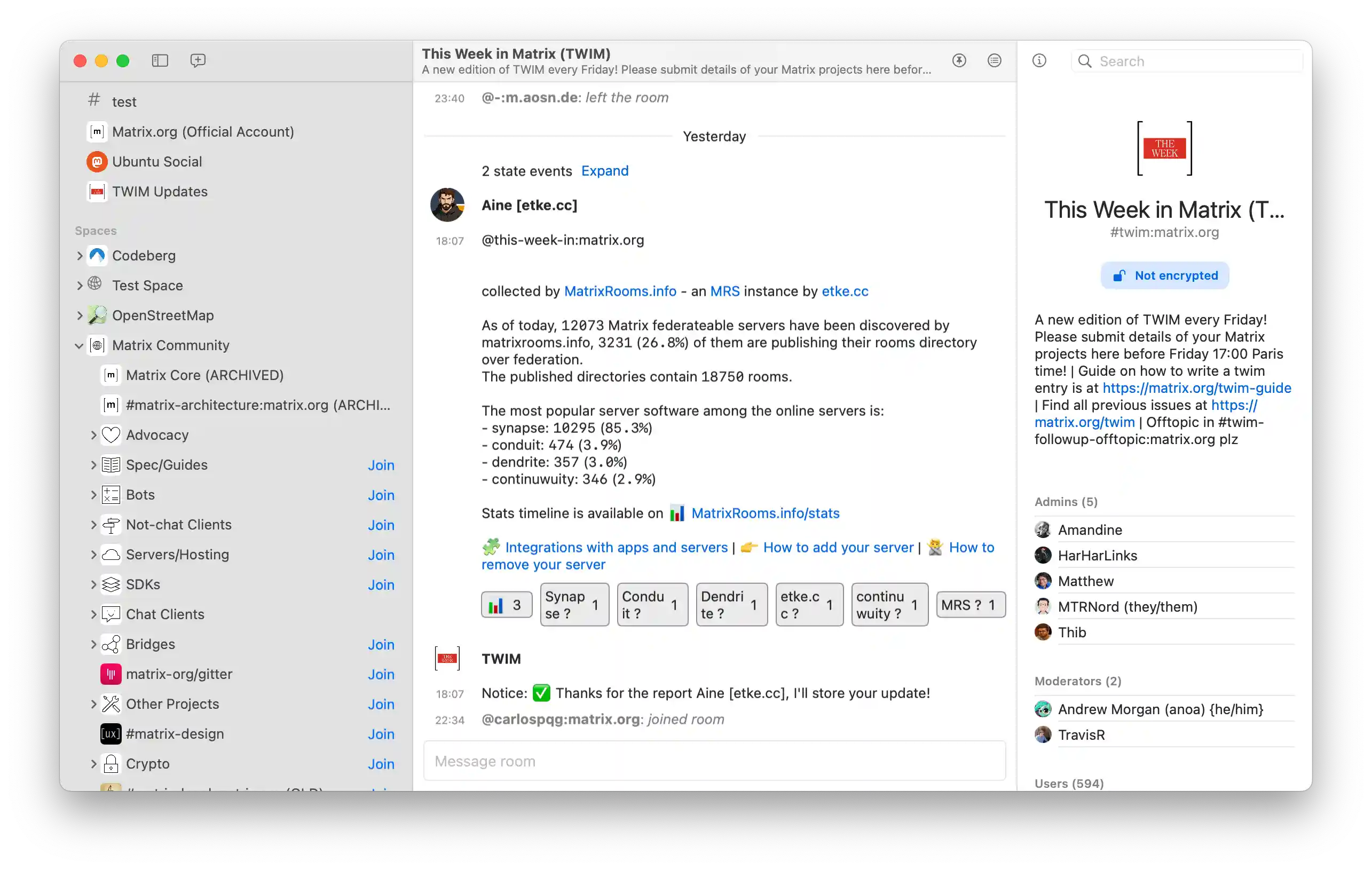 Screenshot of the app