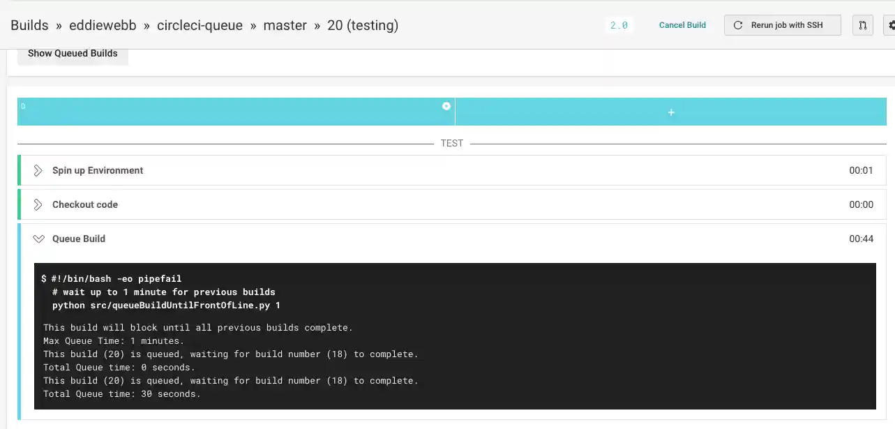 no queuing if only active build