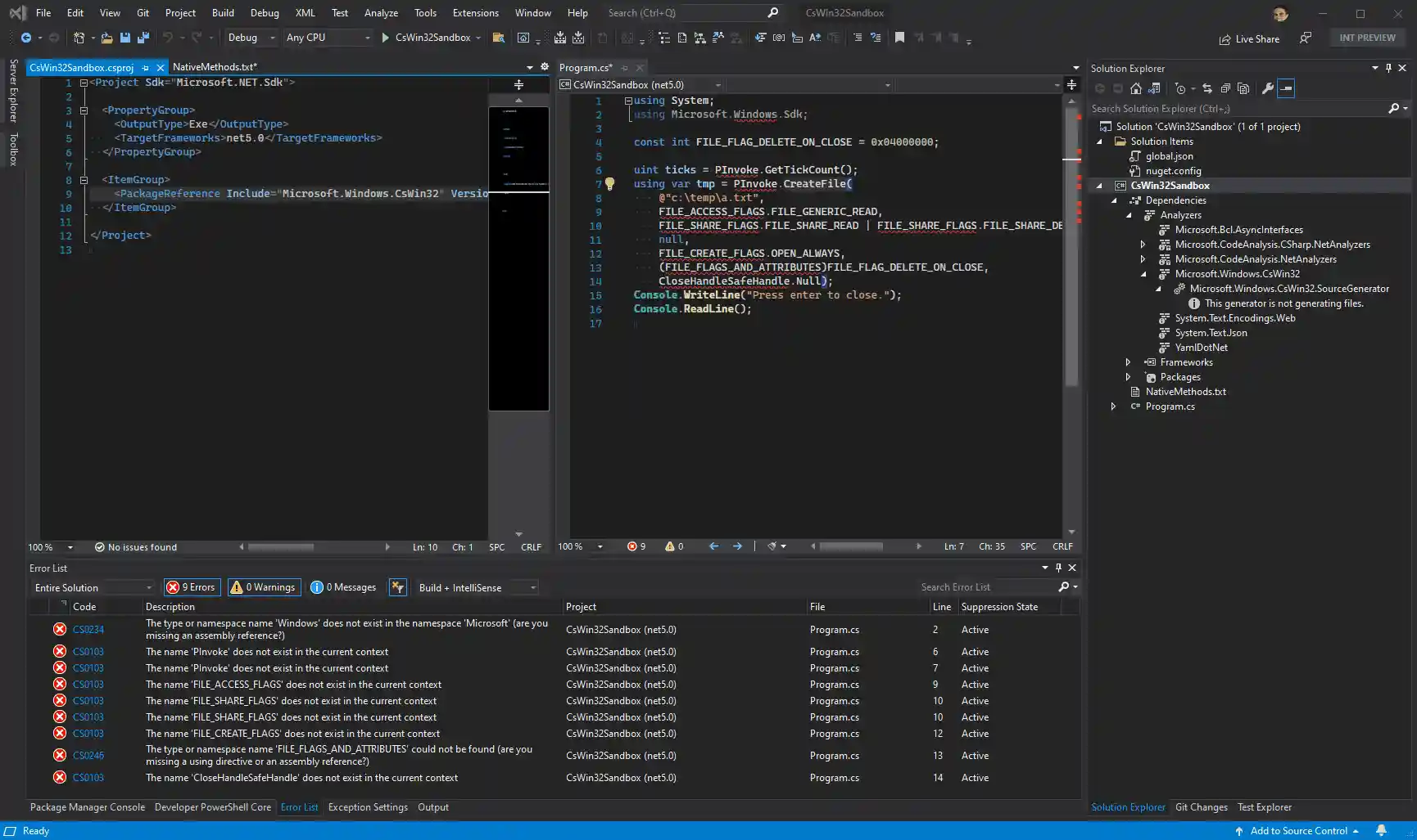 Animation demonstrating p/invoke code generation