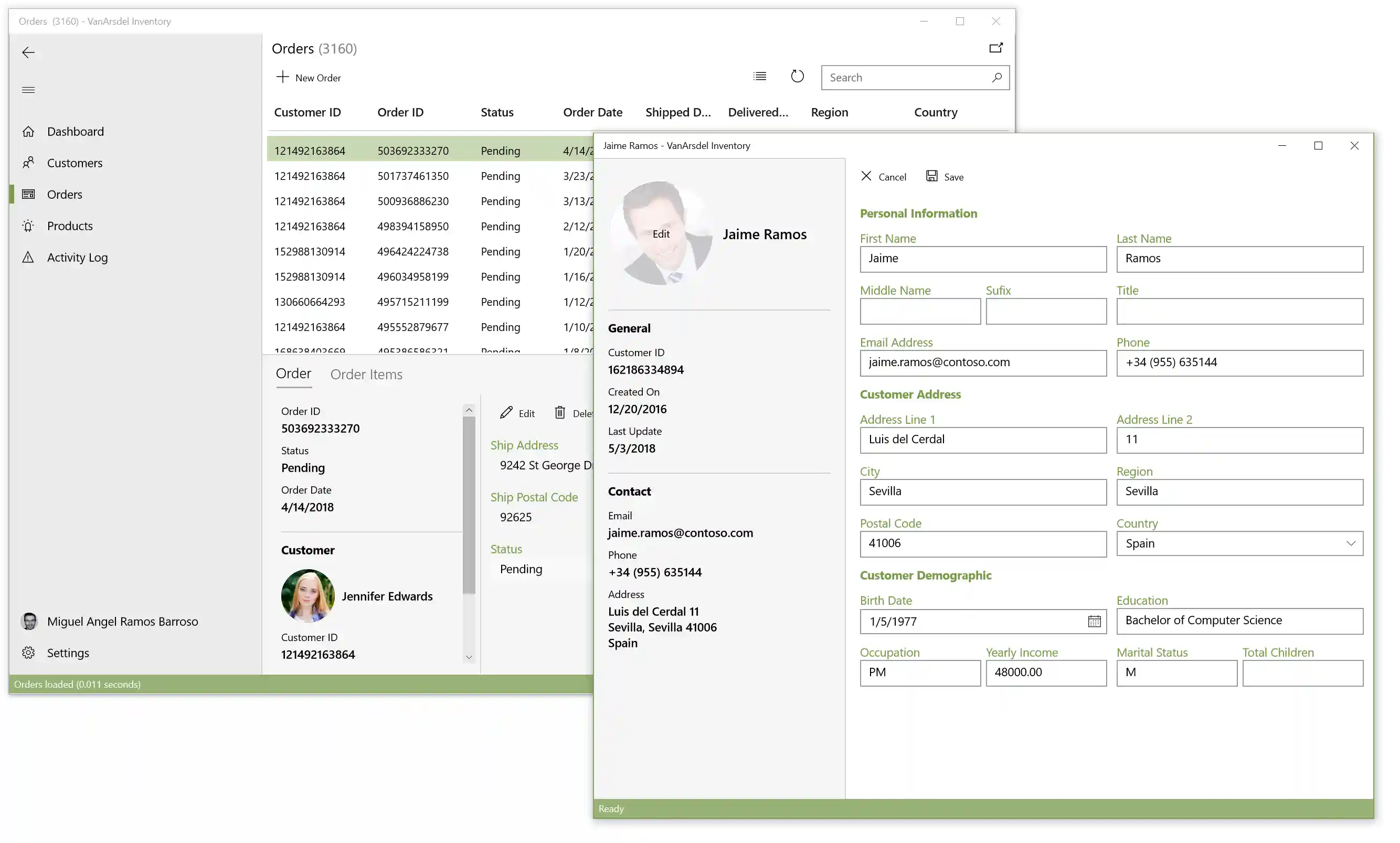 VanArsdel Inventory Preview