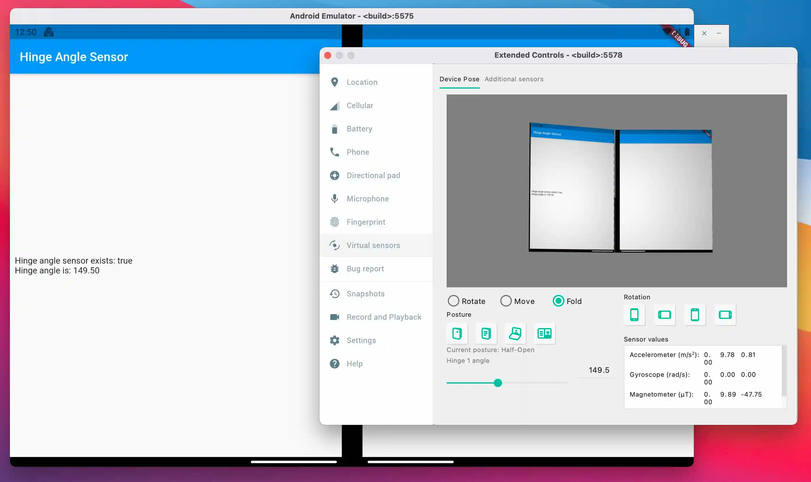 Surface Duo Emulator Hinge Sensor