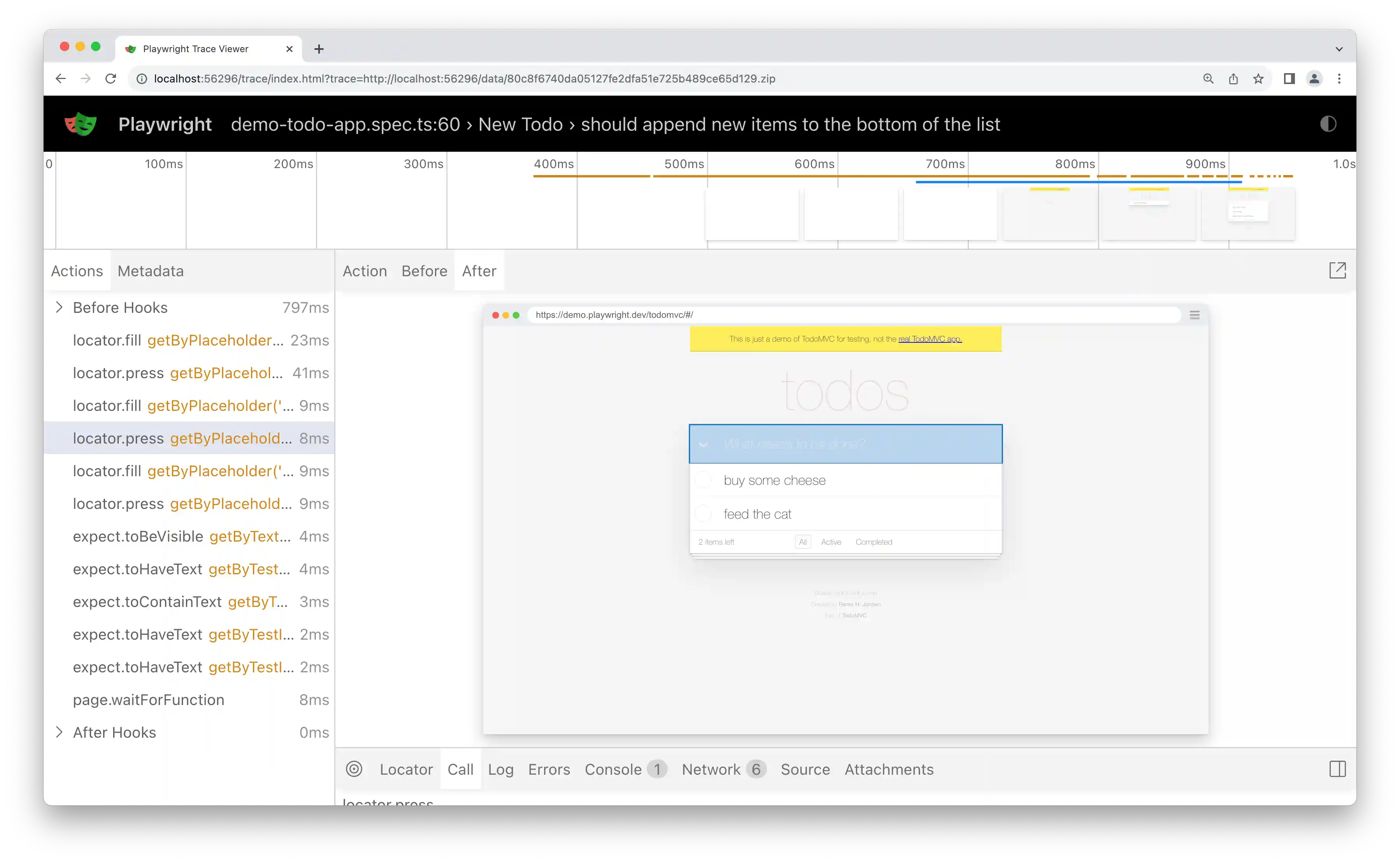 actions tab in trace viewer