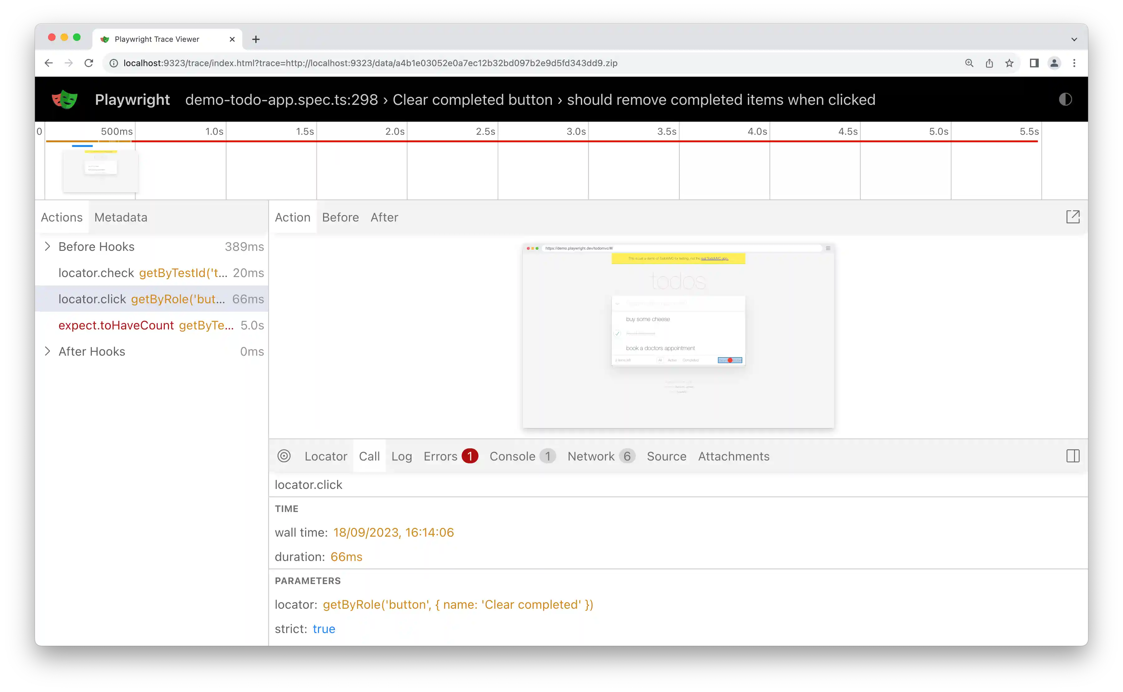 showing call tab in trace viewer