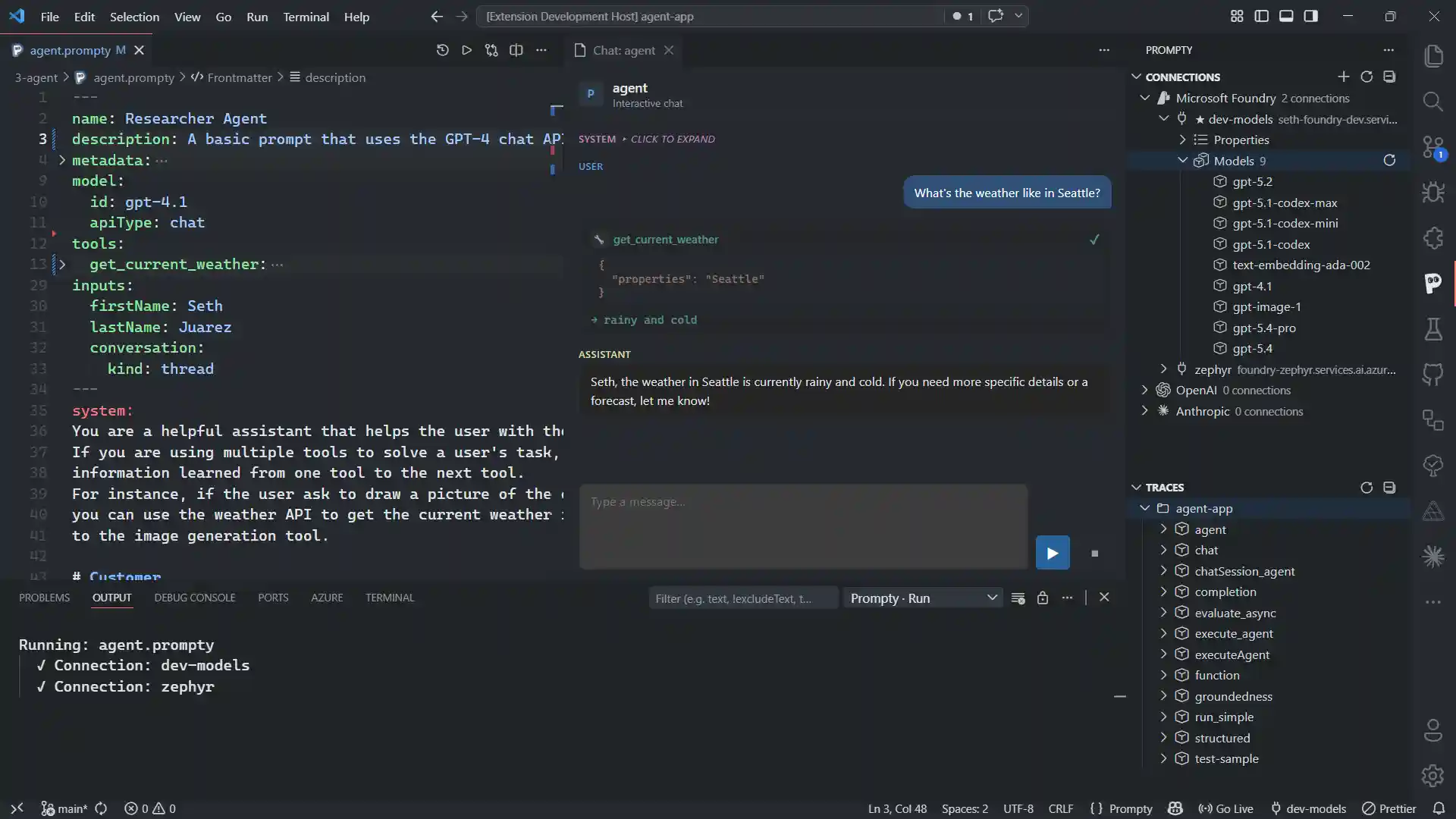 Chat panel with tool calling
