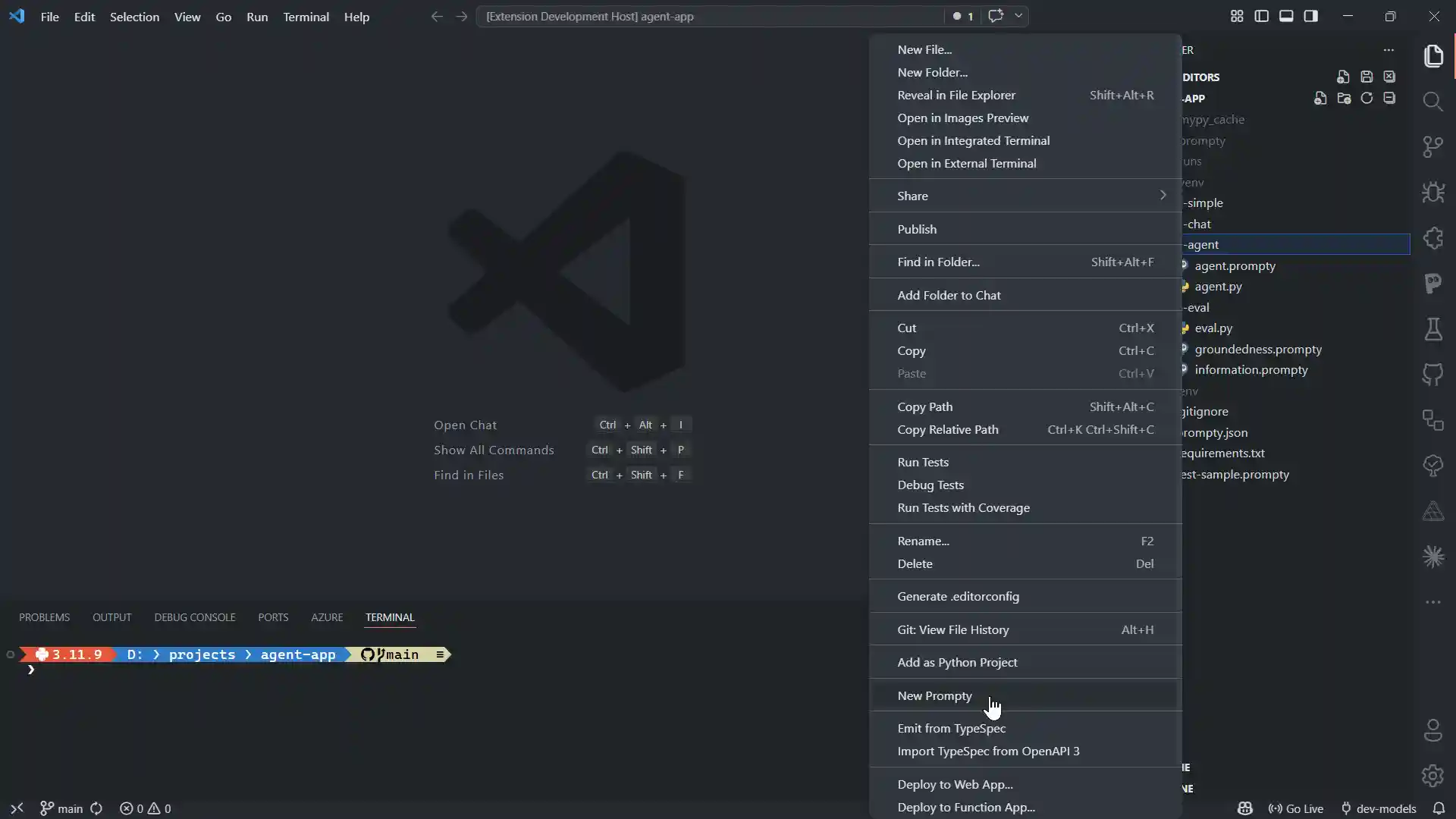 Create a new prompty file