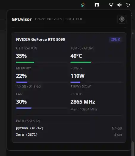 Detail panel with GPU metrics
