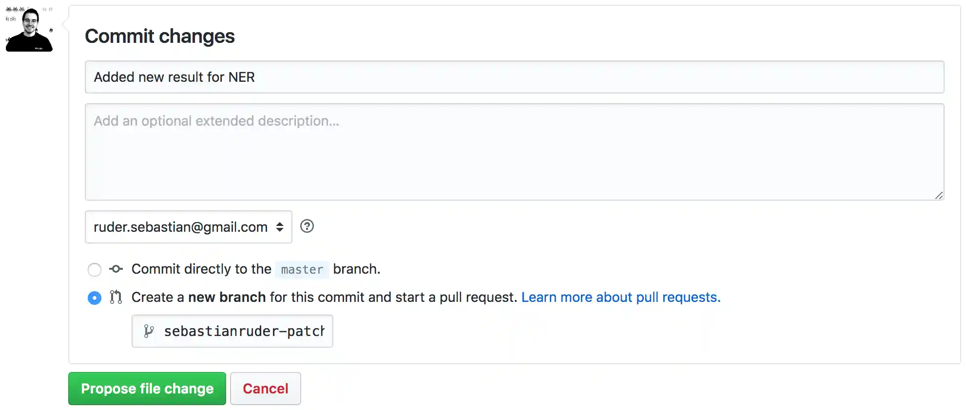 Fill out the file change information
