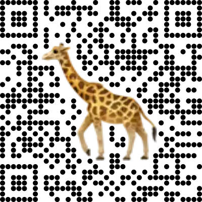 QR code with giraffe and rounded dots as modules