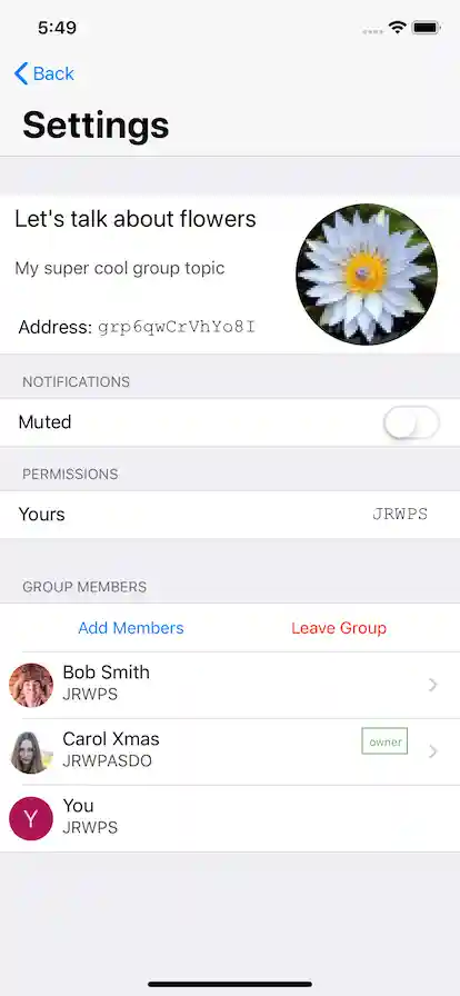 App screenshot - topic info