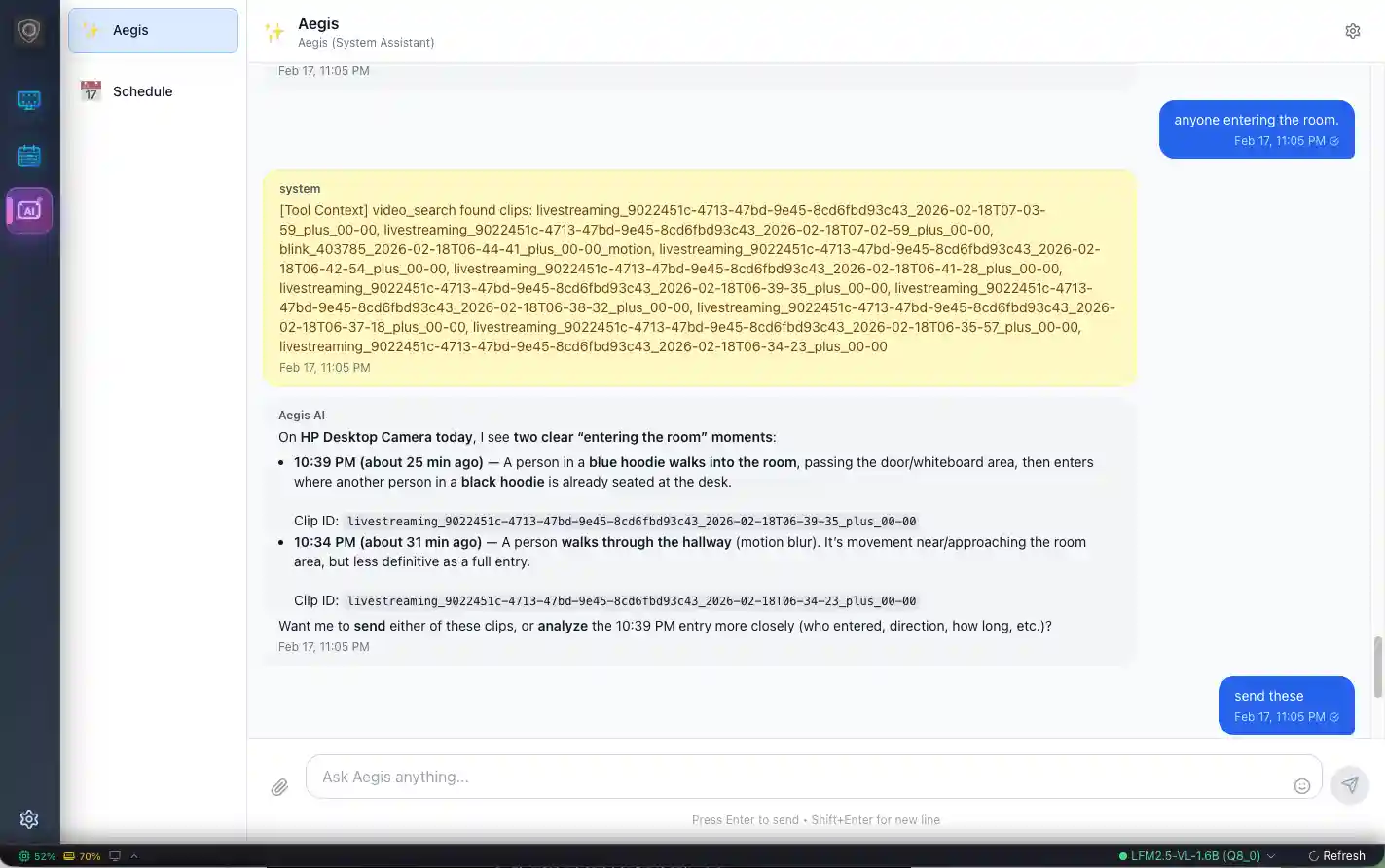 SharpAI Aegis — LLM-powered agentic security camera chat