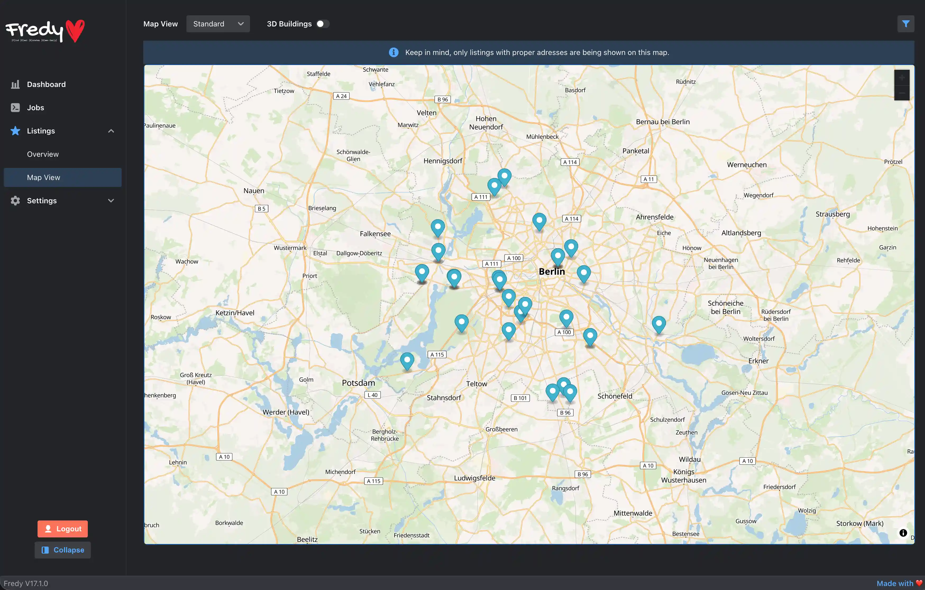 Screenshot showing Fredy
