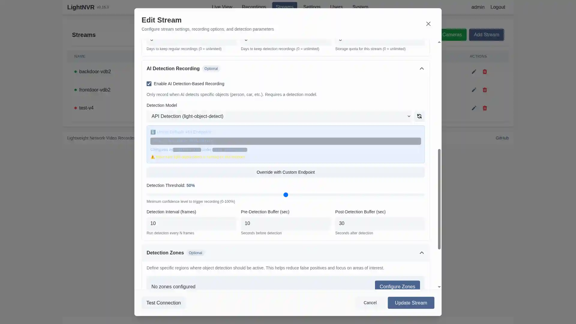 Detection Zones Configuration