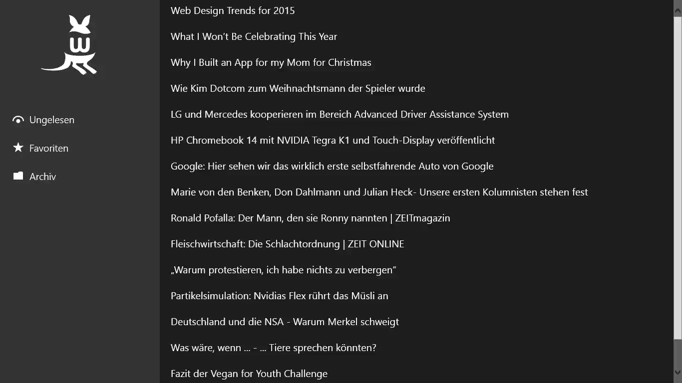 Main page on Windows